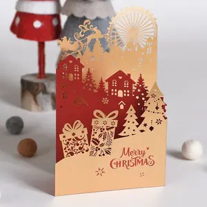 व्यक्तिगत सुंदर कस्टम मुद्रित 3d क्रिसमस ग्रीटिंग कार्ड और लिफाफा हस्तनिर्मित
