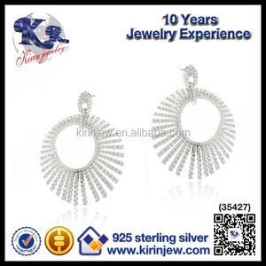 Joyas de plata por mayor hermosas CZ Diamond pendientes de lujo para el partido de las muchachas - Product Image 1