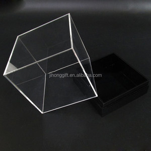 Hộp Trưng Bày Trang Sức Bằng Nhựa Plexiglass Trong Suốt Với Đế Màu Đen Hình Vuông Cube Hộp Trưng Bày Acrylic Nhỏ Trong Suốt - Product Image 4