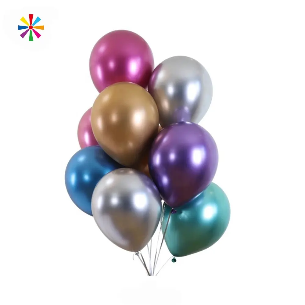 Ballons en Latex métallique couleur or, rose, argent, bleu, 12 pouces, couleurs chromées