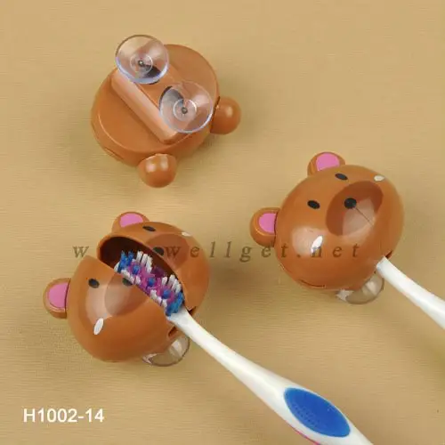 toothbrush stand -14 Various Design Brown Bear Toothbrush Holder with Suction Cup
