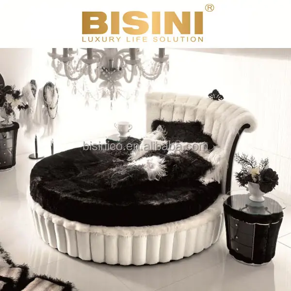 Canon Bisini — lit rond en tissu de Style classique, lit de luxe blanc, lit rond pour la maison, nouveau