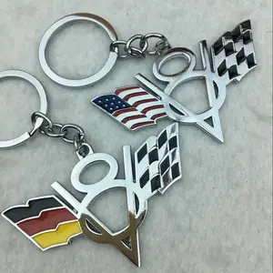 선전용 선물 로고를 가진 주문 미국 독일 깃발 차 V8 Keychain 열쇠 고리