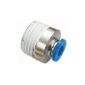 Raccord rapide pneumatique en laiton rond droit mâle one tuch push in to connector - Product Image 1