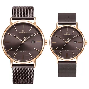 Paar Uhr NAVI FORCE 3008 Marke Herren Luxus Quarz Armbanduhr Frauen Datum Uhr Wasserdichte Liebhaber Edelstahl Armbanduhren