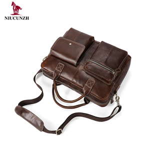 Amazonbolsos leather cowhide leather coat fashion Men's purse shoulder bussiness briefcase men bag - Product Image 3