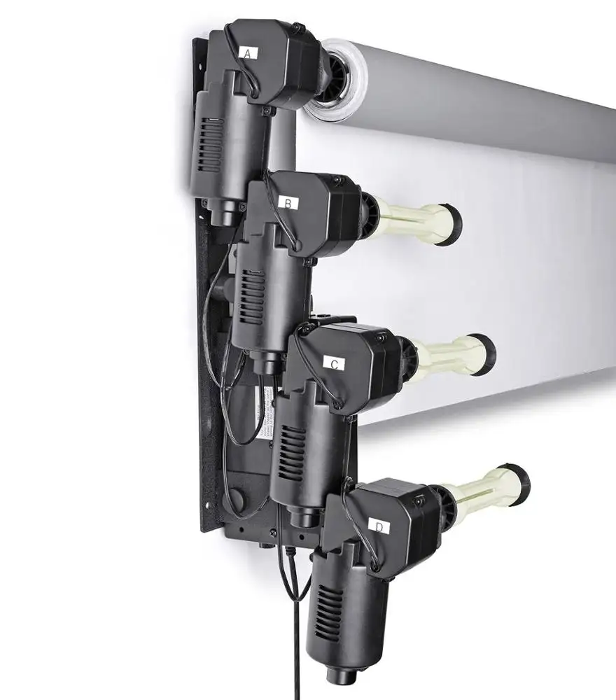 Sistema de soporte de fondo eléctrico para estudio fotográfico, 4 rodillos, motorizado, con mando a distancia inalámbrico para muselina, rollo de papel