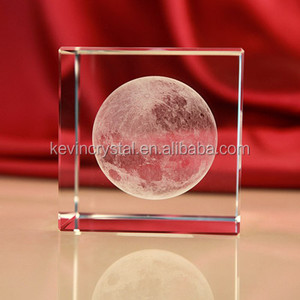 K9 quality crystal cube moon 3d laser crystal