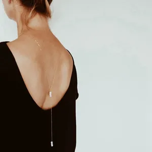 Toptan çin toplu hint vücut zincir takı moda kadın yaz seksi altın sesi inci geri kolye takı