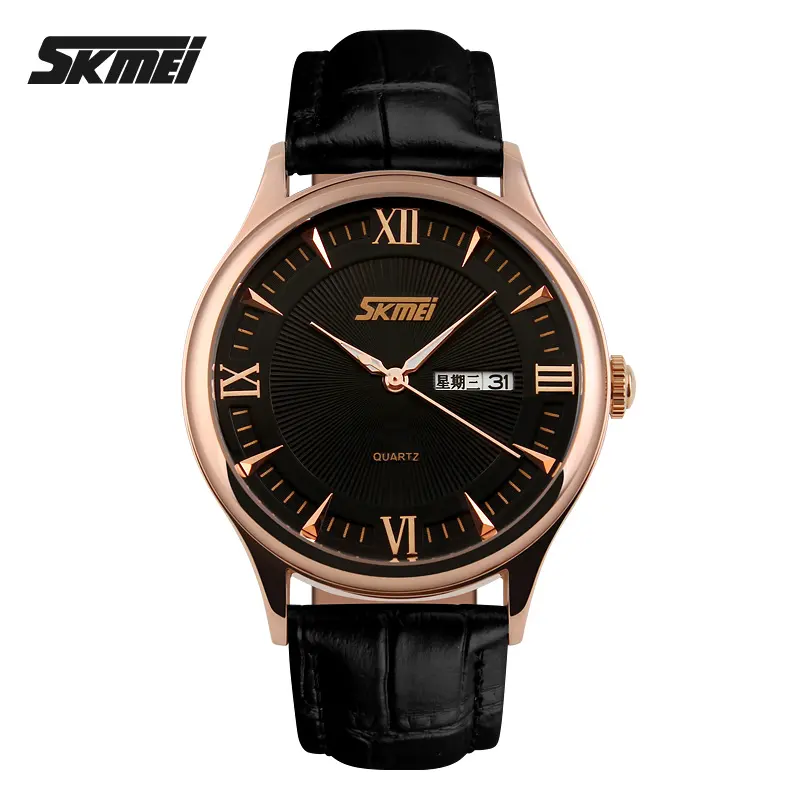 Skmei Men's Classic Analog Display Quartz Genuine Leather Watch #9091