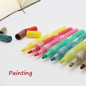 Acrylic Paint Marker Permanen Berbasis Air, Bagus untuk Batu, Kayu, Kain, Kaca, Logam, keramik Kerajinan DIY dan Paling Permukaan