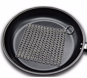 Limpiador de sartenes de hierro fundido de 7 ''* 7'', depurador de malla de alambre de acero inoxidable, técnica tejida, servicios de doblado de corte incluidos SS - Product Image 5