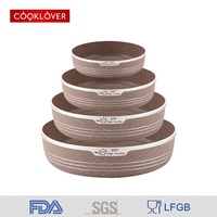 4 buah Set peralatan masak bawah CD pelapis marmer cetakan kue aluminium cetak bahan logam
