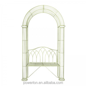 Arc de couleur verte en <span class=keywords><strong>fer</strong></span> <span class=keywords><strong>forgé</strong></span> avec établi, <span class=keywords><strong>pergola</strong></span> d'extérieur, décoration de jardin, mariage - Product Image 1