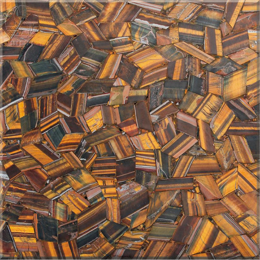 Модный дизайн, желтая Агатовая каменная плита «тигровый глаз» для столешницы