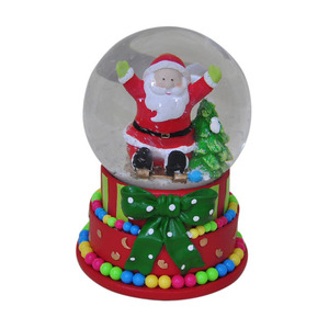 Custom Xmas Glitter Snow Globe With Resin Gift Box Under Christmas <strong>Tree</strong> - Product Image 5