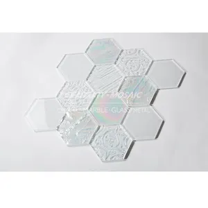 New Design Crystal Glass Hexagon Mosaic Tile For Kitchen And Bathroom Decoration