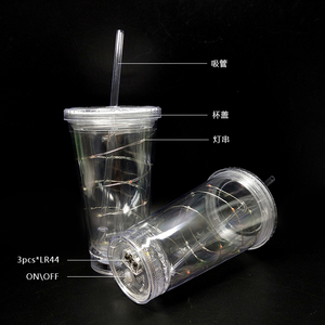 Vaso de Plástico de Doble Pared con Diseño Personalizado para Fiestas, con Luces LED, Tapa y Pajita - Product Image 6
