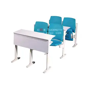 Muebles educativos, mesas escalonadas y sillas, silla adjunta para sala de conferencias con escritorio para la universidad