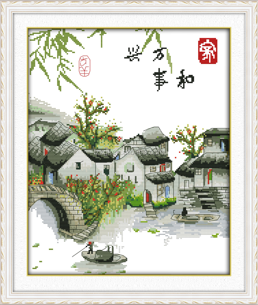 Мирная семья процветает (издание Янцзы реки) традиционный дизайн восточных шаблонов для вышивки крестиком для онлайн подписки