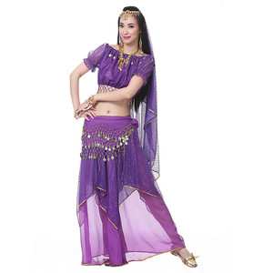 Trajes de cinco piezas de lentejuelas, trajes de actuación de danza del vientre Oriental/árabe con cinturón - Product Image 2