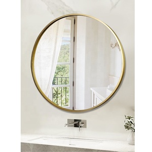 Foshan manufacture wholesale wall mounted round shower room decoration frame silver mirror