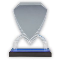 Trophée Bouclier Acrylique Transparent Personnalisable de 8 à 3/4 Pouces Médailles et Trophées en Cristal Clair avec Base Noire