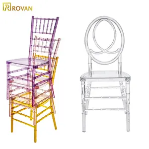 Rovan furniture wholesale cheaper wedding and event acrylic chair clear transparent round back rentals resin phoenix chair