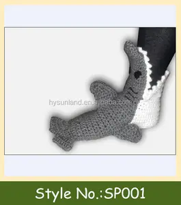 crocheted 상어 슬리퍼