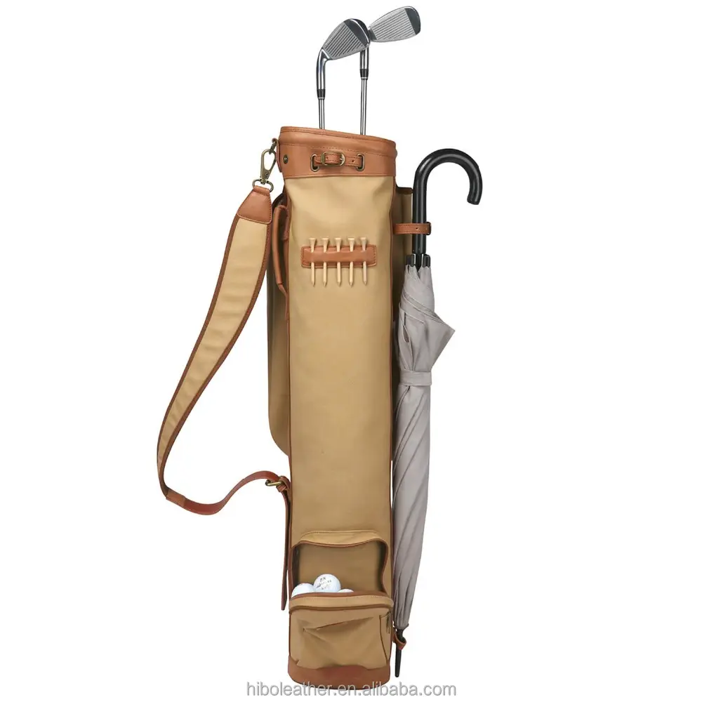 Traditional Quality Style Canvas and Leather Golf Stand & Carry Bag Golf Cart Bags