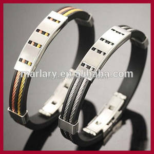 Hommes Bijoux <span class=keywords><strong>en</strong></span> acier inoxydable Bodino <span class=keywords><strong>Cable</strong></span> Wire Silicone Wristband <span class=keywords><strong>Bracelet</strong></span> <span class=keywords><strong>en</strong></span> caoutchouc - Product Image 4