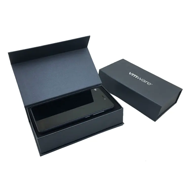 Design personalizado de telefone celular de luxo embalagens de papelão preto pacote de papel vazio caixa do telefone móvel