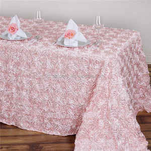 Wedding Decoration 3D Rosette Satin <strong>Table</strong> Cloth <strong>Dining</strong> Rectangle <strong>Table</strong> <strong>Cover</strong> - Product Image 6