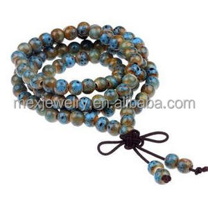 Buddista tibetano 108 Perline Porcellana Rosari Da Polso Meditazione Mala Bracciale In Ceramica - Product Image 2