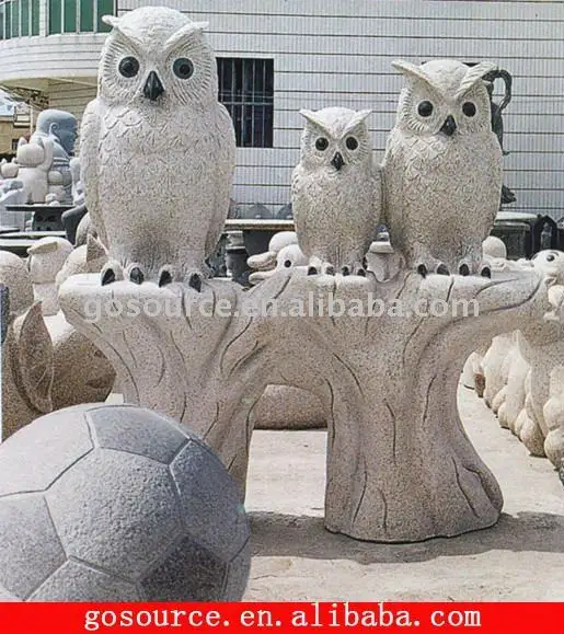 Sculpture sur pierre jardin hibou