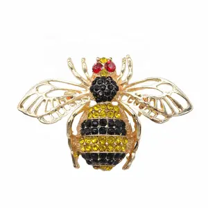 Moda takı altın kaplama sevimli kristal küçük arı böcek taklidi broş Pin dekorasyon
