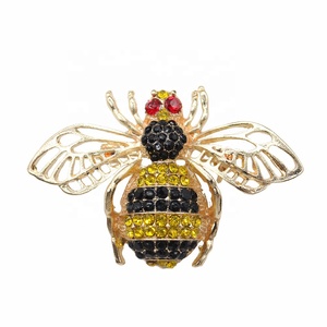 Broche de insecto de abeja pequeña de cristal bonito chapado en oro, joyería de moda para niños y adultos para boda, fiesta, compromiso, aleación - Product Image 1