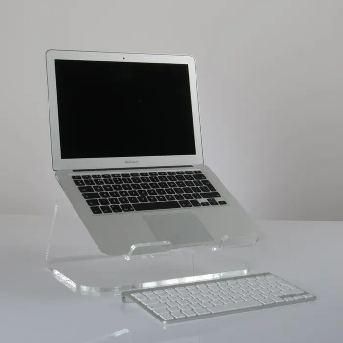 مخصص عالية الجودة عازمة الاكريليك حامل كمبيوتر محمول مع لوحة مفاتيح التخزين
