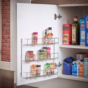 Organiseur de cuisine rond, étagère murale large en Chrome pour la maison, fil métallique, pot d'exposition, support à épices - Product Image 3