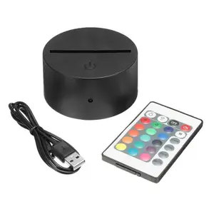 3D Night LED Light Lamp Base with Remote control + USB Cable Adjustable 16 Colors Decoration