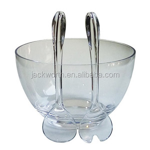 Saladier en plastique acrylique écologique avec un ensemble de 3 ustensiles de service - Product Image 1