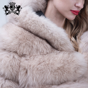 Janefur New Fashion Style Veste en fourrure à capuche pour femmes Manteau de luxe en fourrure de renard de haute qualité pour l'automne et l'hiver - Product Image 6