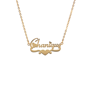 Su Misura Personalizzato 18k Placcato <span class=keywords><strong>Oro</strong></span> Simbolo di Cuore Targhetta <span class=keywords><strong>Collana</strong></span> - Product Image 4
