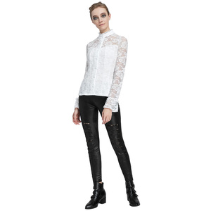SD Women's Vintage Gothic Long Sleeve Stand Collar Lace <strong>Patchwork</strong> <strong>Shirt</strong> Tops SL000052 - Product Image 4
