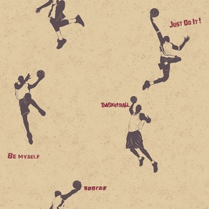 <span class=keywords><strong>Papier</strong></span> <span class=keywords><strong>peint</strong></span> décoratif pour chambre de garçon avec motif de tir au basket-ball et de mots anglais, pour une chambre saine - Product Image 3