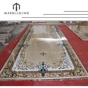 Factory price classic marble Inlay rectangle waterjet marble stone tiles design floor pattern medallion