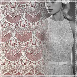 Più nuovo top grade reale classy modo di alta qualità bianco guipure tulle tessuto di pizzo francese