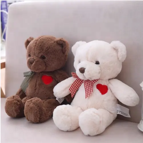 35 Cm Indah Plush Teddy Bear/Mainan Boneka Katun Beruang dengan Hati Boneka Hadiah untuk Anak Perempuan Valentine Hadiah