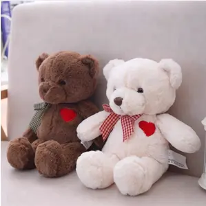 Oso de peluche de 35cm para niñas, oso de algodón de peluche con corazón, regalo de San Valentín