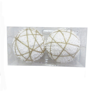 10cm White Snow Foam Christmas Ball decorazione natalizia per interni natale Metal SY Xmas serigrafia 1 colore - Product Image 2